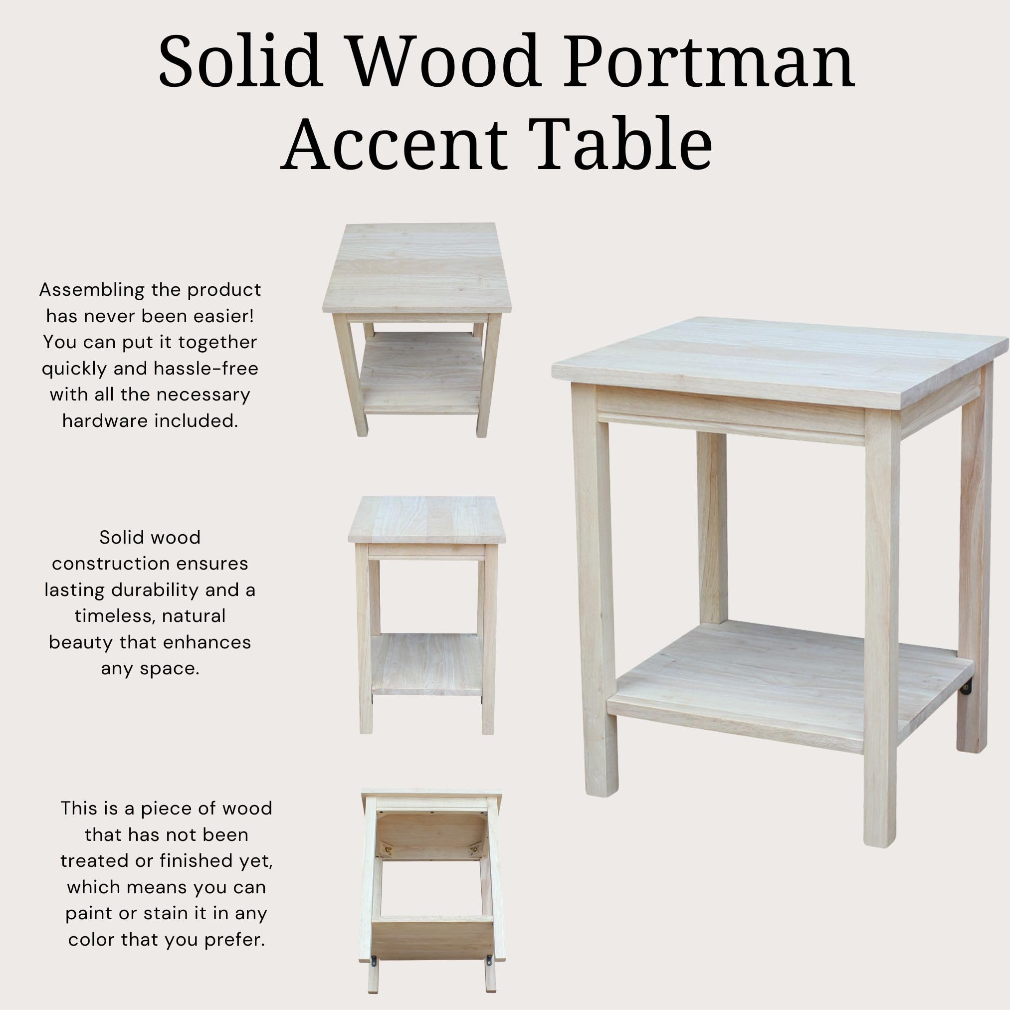 ライトウッドのシンプルテーブル Amazon｜Portman アクセントテーブル ソリッドパラウッド 未